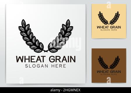 hand drawn wheat grain, agriculture logo Ideas. Inspiration logo design. Template Vector Illustration. Isolated On White Background Stock Vector