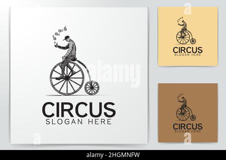 old man ride old bicycle logo Ideas. Inspiration logo design. Template Vector Illustration. Isolated On White Background Stock Vector