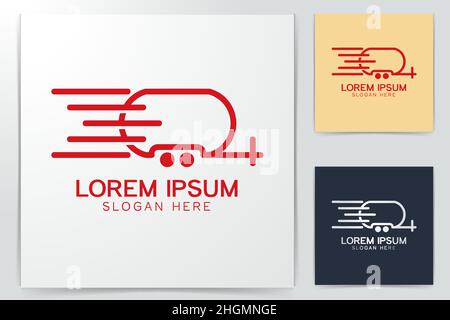 truck food, delivery, logo Ideas. Inspiration logo design. Template Vector Illustration. Isolated On White Background Stock Vector