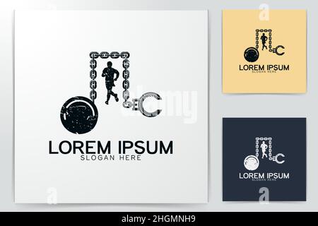 handcuffs, the prisoner ran away logo Ideas. Inspiration logo design. Template Vector Illustration. Isolated On White Background Stock Vector