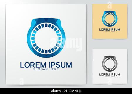 ring blue sapphire diamond logo Ideas. Inspiration logo design. Template Vector Illustration. Isolated On White Background Stock Vector