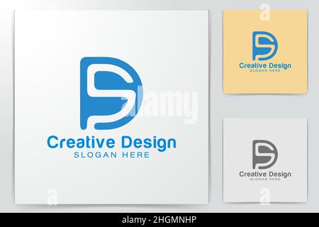 initial letter d s. negative space logo Ideas. Inspiration logo design. Template Vector Illustration. Isolated On White Background Stock Vector