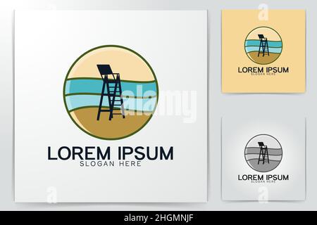 bench safeguard beach logo Ideas. Inspiration logo design. Template Vector Illustration. Isolated On White Background Stock Vector