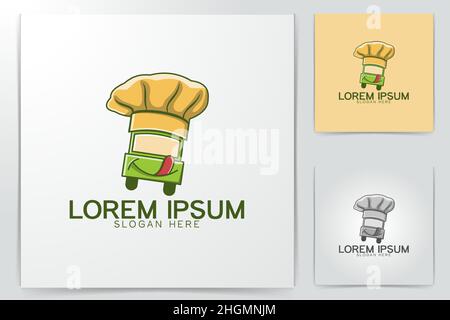food car. tasty. chef hat. restaurant logo Ideas. Inspiration logo design. Template Vector Illustration. Isolated On White Background Stock Vector