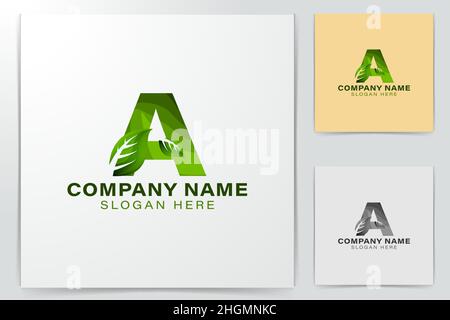 initial letter A with green leaf. natural healthy logo Ideas. Inspiration logo design. Template Vector Illustration. Isolated On White Background Stock Vector
