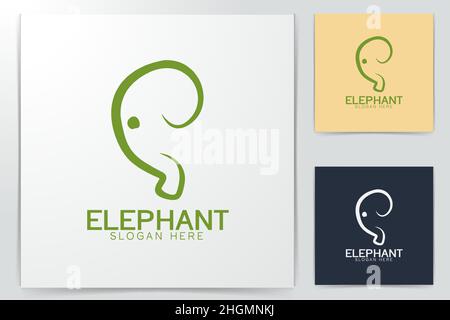 elephant head mono line logo Ideas. Inspiration logo design. Template Vector Illustration. Isolated On White Background Stock Vector