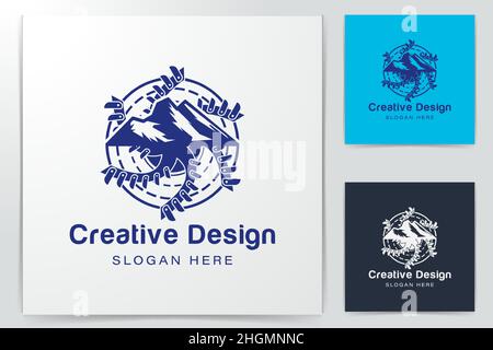 mountain and cutter. drilling. coal mine logo Ideas. Inspiration logo design. Template Vector Illustration. Isolated On White Background Stock Vector