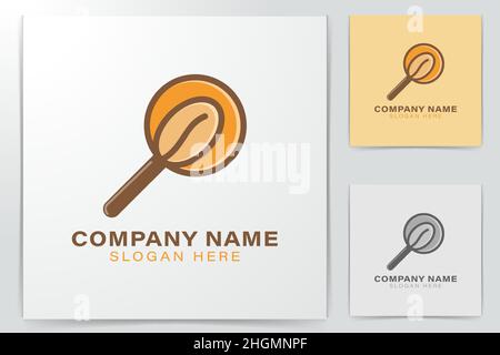 magnifier tool and coffee bean. research logo Ideas. Inspiration logo design. Template Vector Illustration. Isolated On White Background Stock Vector