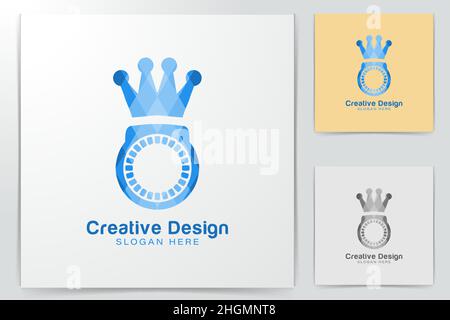 crown and ring marriage. wedding logo Ideas. Inspiration logo design. Template Vector Illustration. Isolated On White Background Stock Vector