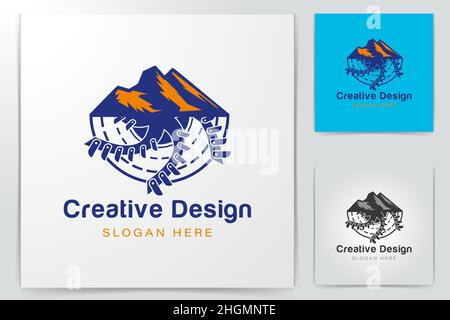 drill and mountain logo Ideas. Inspiration logo design. Template Vector Illustration. Isolated On White Background Stock Vector