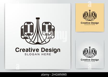 microphone. decorating lamp logo Ideas. Inspiration logo design. Template Vector Illustration. Isolated On White Backgroundmicrophone. decorating lamp Stock Vector