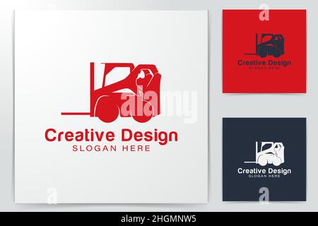 Forklifts and cranes, excavators and tractors, bulldozers logo Ideas. Inspiration logo design. Template Vector Illustration. Isolated On White Backgro Stock Vector
