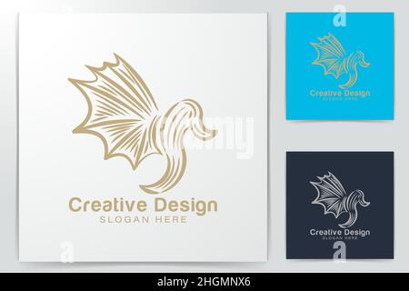twins. dragon fly logo Ideas. Inspiration logo design. Template Vector Illustration. Isolated On White Background Stock Vector