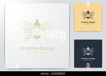 lanterns lamp logo Ideas. Inspiration logo design. Template Vector Illustration. Isolated On White Background Stock Vector