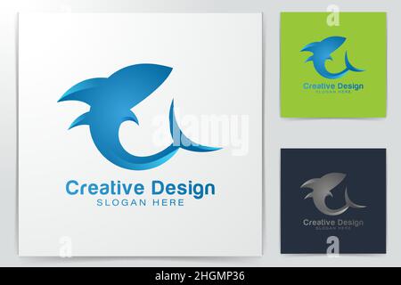 shark logo Ideas. Inspiration logo design. Template Vector Illustration. Isolated On White Background Stock Vector