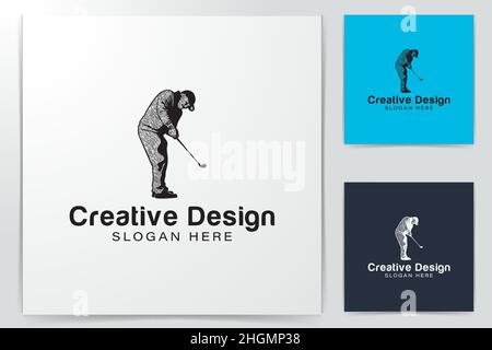 old man playing golf logo Ideas. Inspiration logo design. Template Vector Illustration. Isolated On White Background Stock Vector