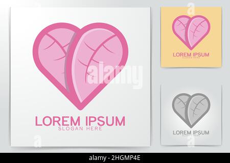 pink love icon made from leaf logo Ideas. Inspiration logo design. Template Vector Illustration. Isolated On White Background Stock Vector