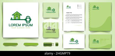Key and House, Security Logo and business branding template Designs Inspiration Isolated on White Background Stock Vector