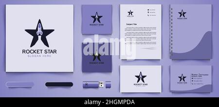star, landing rocket, lab logo and business branding template Designs Inspiration Isolated on White Background Stock Vector