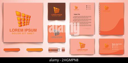 abstract orange solar panel logo and business branding template Designs Inspiration Isolated on White Background Stock Vector