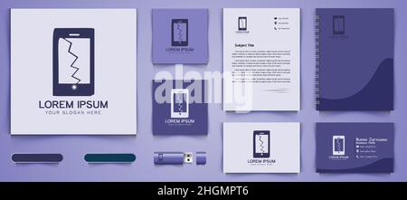 Phone crashed and business branding template Designs Inspiration Isolated on White Background Stock Vector