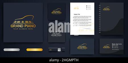 piano, instrument, musical logo and business branding template Designs Inspiration Isolated on White Background Stock Vector