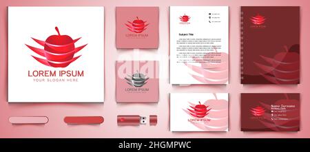 red apple logo and business branding template Designs Inspiration Isolated on White Background Stock Vector