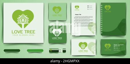 tree logo and business branding template Designs Inspiration Isolated on White Background Stock Vector