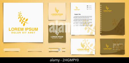 wheat grain agriculture, corn logo and business branding template Designs Inspiration Isolated on White Background Stock Vector