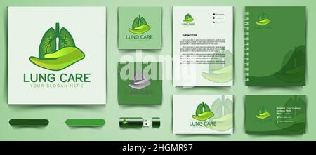 green lung care logo and business branding template Designs Inspiration Isolated on White Background Stock Vector
