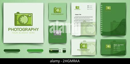 green camera logo and business branding template Designs Inspiration Isolated on White Background Stock Vector