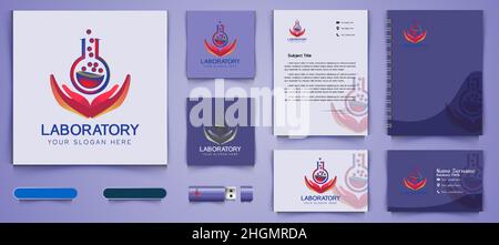 hand human, lab logo and business branding template Designs Inspiration Isolated on White Background Stock Vector
