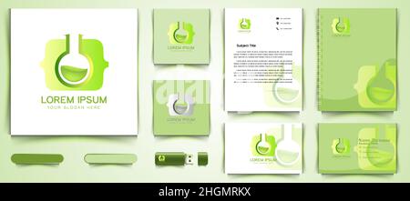 code lab, glass tube logo and business branding template Designs Inspiration Isolated on White Background Stock Vector