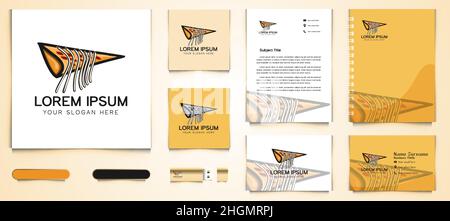 Pizza and noodle logo and business branding template Designs Inspiration Isolated on White Background Stock Vector
