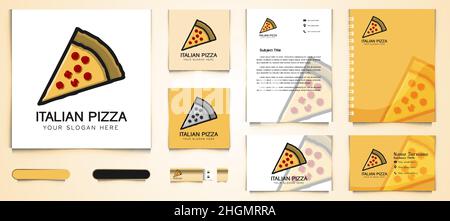 Pizza piece Logo and business branding template Designs Inspiration Isolated on White Background Stock Vector