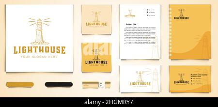 hand drawn Light house logo and business branding template Designs Inspiration Isolated on White Background Stock Vector