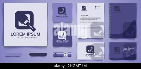 Plug socket lighting electrical logo and business branding template Designs Inspiration Isolated on White Background Stock Vector