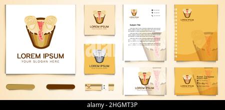 ice cream melted logo and business branding template Designs Inspiration Isolated on White Background Stock Vector