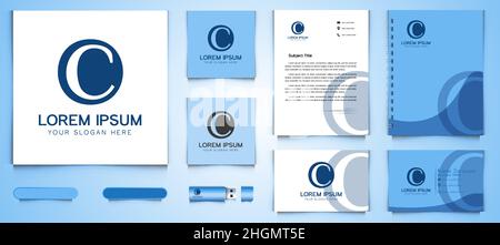 Letter C negative space logo and business branding template Designs Inspiration Isolated on White Background Stock Vector