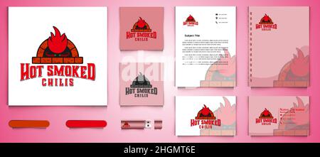Hot smoked Fire Logo and business branding template barbeque Designs Inspiration Isolated on White Background Stock Vector
