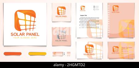Solar panel, energy Logo and business card branding template Designs Inspiration Isolated on White Background Stock Vector