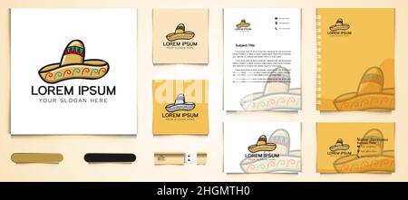 Mexican hat for tacos logo and business branding template Designs Inspiration Isolated on White Background Stock Vector