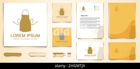 Black Apron logo and business card branding template design inspiration Isolated On white Backgrounds Stock Vector