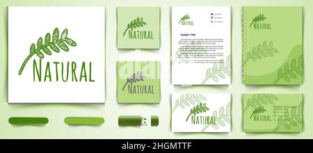 Natural healthy emblem Logo and business card branding template Designs Inspiration Isolated on White Background Stock Vector