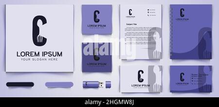 Letter C fork and Spoon Logo and business card branding template Designs Inspiration, Vector Illustration Stock Vector