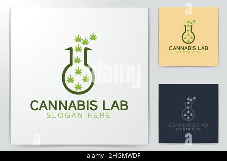Flying cannabis, Cannabis laboratory Logo Designs Inspiration Isolated on White Background Stock Vector