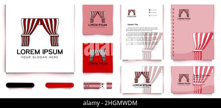 circus curtain Logo and business card branding template Designs Inspiration Isolated on White Background Stock Vector
