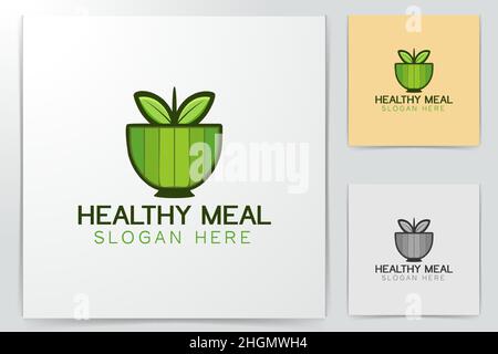 Green Bowl and seed Logo Designs Inspiration Isolated on White Background Stock Vector