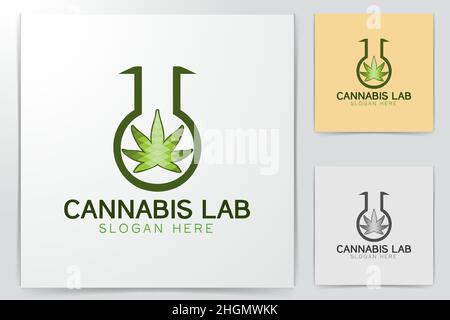 Cannabis Laboratory Logo Designs Inspiration Isolated on White Background Stock Vector
