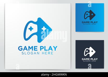 play button and joy stick, gaming logo Designs Inspiration Isolated on White Background Stock Vector